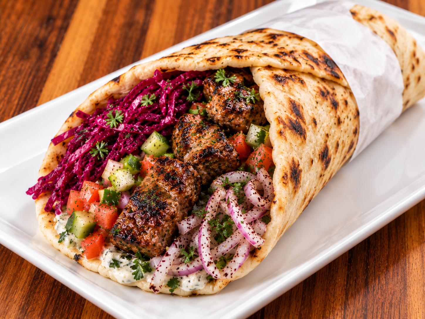 charcoal shish kebab roll